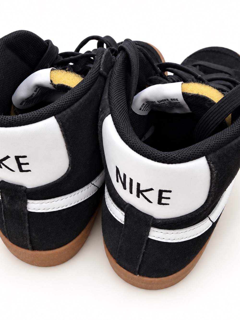 Nike Kids Black and White Suede Sneakers with Gum Outsole